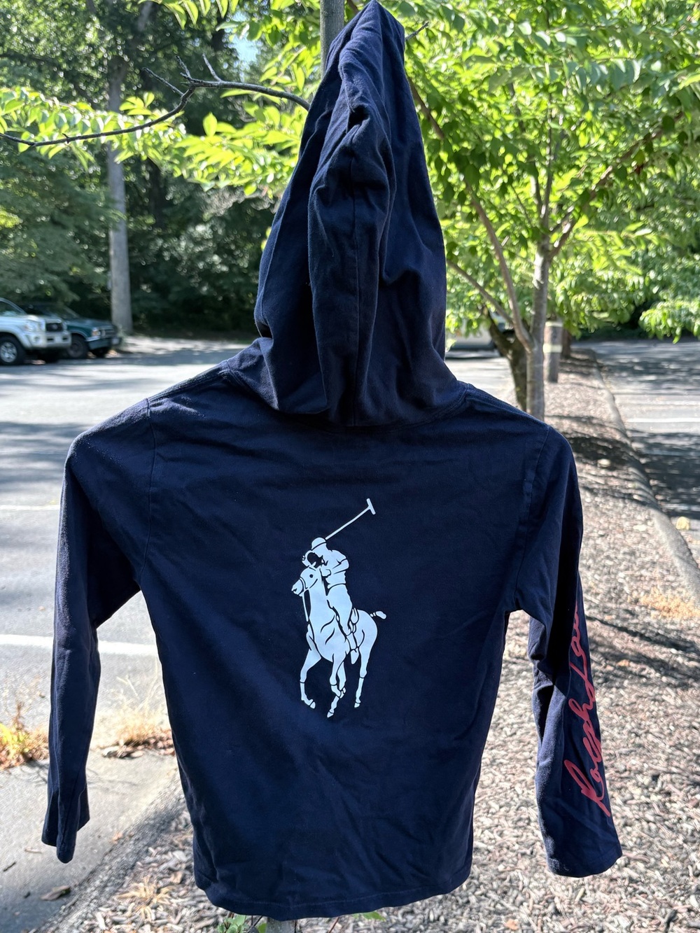 Polo by Ralph Lauren Boys Navy Hooded Long Sleeve Polo Tee